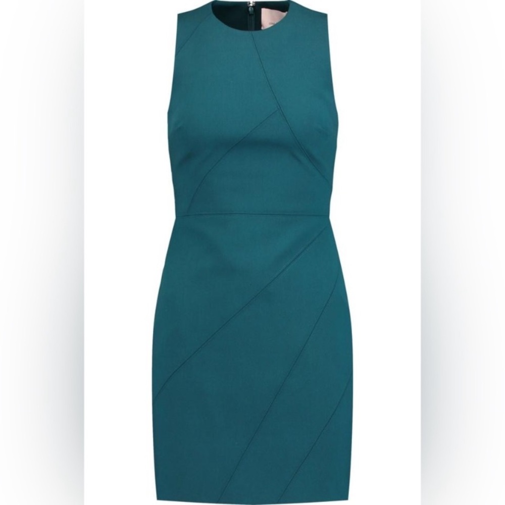 Cinq a Sept Teal Sleeveless Sheath Mini Dress - Picture 4 of 11